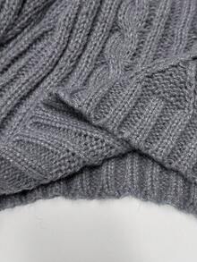 SHEIN Unity Women's Autumn/Winter Fashion Casual Cable Knit Sweater Dress - Dark Grey - View 6