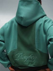 PLAYBOY X SUMWON sweat-shirt à capuche zippé court avec cordon de serrage et poche centrale pour un style casual de rue - Vert - Voir 3