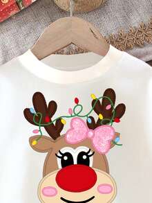 SHEIN Bộ đồ Happikins Merry Christmas dễ thương với hình tuần lộc hoạt hình, bông tuyết, cây thông Noel, chuông, kẹo gậy, người tuyết, chất liệu mềm mại, dày dặn, cổ tròn, tay dài và quần legging, phù hợp cho bé gái vào mùa thu/đông dịp Giáng sinh. Bộ đồ ngủ Giáng sinh cho bé gái, bộ đồ ngủ Giáng sinh dài tay cho bé gái, bộ đồ Giáng sinh cho bé gái. - Nhiều màu - Xem 4