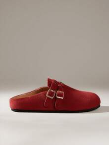 Solecia Women's Flat-Soled Shoes, Half A Pack Of Slippers, Comfortable And Casual. - Burgundy - View 1