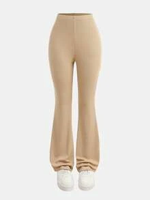 Girlism 少女两件套，花卉灰蓝色，休闲百搭，宽松长袖卫衣和喇叭裤，返校季，干净女孩，运动套装 - 棕色 - 查看 6