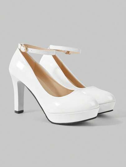 Damen Schwarze geschlossene Zehenstiletto-High-Heel-Pumps mit einem Riemen, wasserdichte Plateau, formelle Arbeitskleid Niedrigabsatz Schuhe