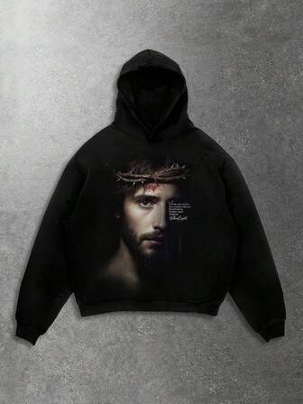 sweat-shirt à capuche imprimé graphique casual pour homme
