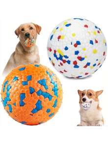Dog Balls Toys For Aggressive Chewers, Indestructible Bouncy Floating Balls For Dogs To Fetch, Durable Solid Rubber Ball For Training For Large Medium Small Dog, Dog Water Toy,(2 PCS/1PC) - White - View 1