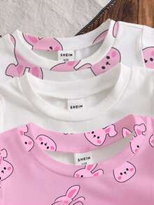 6件装男女宝宝兔子图案长袖针织圆领上衣，休闲日常穿搭，适合6个月至3岁男宝宝和女宝宝，春、秋、冬三季皆宜。 - 彩色 - 查看 5