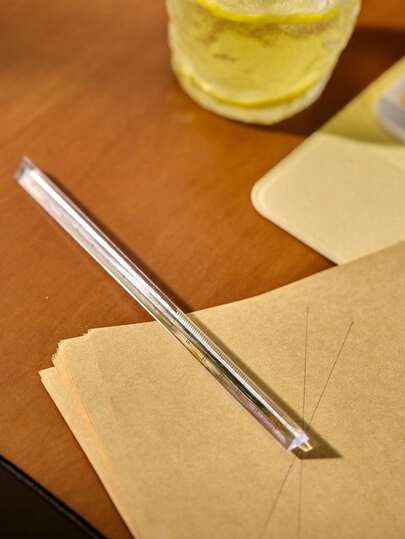 Cirelle 1pc Transparent Triangle Ruler, Cute Multifunctional Unmarked Student Stationery Scale Tool Back To School