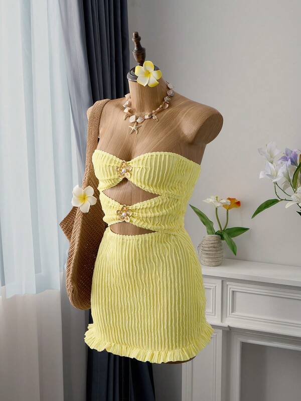 Bellisia Vestido ajustado sin mangas para mujer, vestido sexy de cubierta para la playa para vacaciones, citas, uso casual, primavera/verano