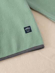 Genkimix Kids Toddler Boys' Textured Stand Collar Long Sleeve Half-Zip Button Sweatshirt, Playful Design