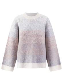 Louniche Women's Casual Crew Neck Long Sleeve Gradient Knit Sweater - Multicolor - View 12