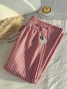 Comfortcana Celana Panjang Motif Kotak-kotak Natal Ukuran Besar dengan Lapisan Termal/Musim Dingin - MultiWarna - View 6