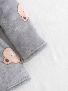 Cozy Pixies Baby Boy Star Pattern Fleece Thick Hooded Long Sleeve Tie-Waist Robe, Cute Bear Print Robe, Bear Pattern Robe, Baby Boy Robe, Cartoon Robe, Thermal Lined Thick, Winter - Royal Blue - View 5