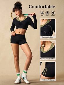 VARSIVA Fitted Short Sleeve Top And Shorts Women Sports Suit Workout Women Sets - Multicolor - View 11