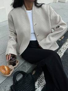 Siren Gaze Manteau court en laine ample à col montant, nouvelle arrivée pour femmes en automne/hiver