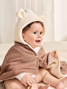 Cozy Pixies 1-Pack Of Thickened Multi-Functional Swaddle Blanket With Bear Ear Design, Can Be Used As A Baby Bath Towel; Soft And Skin-Friendly, Suitable For Bathroom And Stroller, Perfect Gift For Newborn Boys And Girls. - Multicolor - View 5