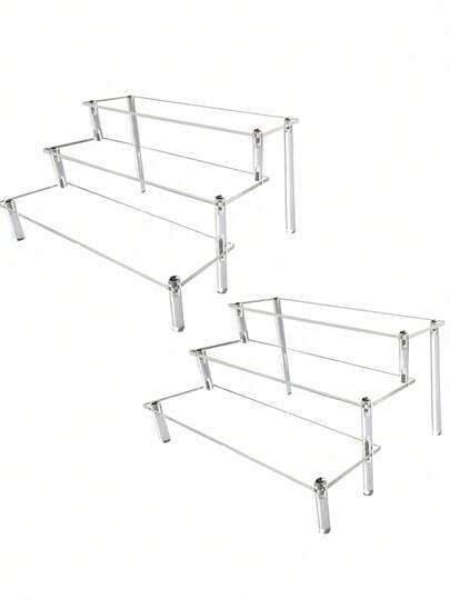 1PC  1 2 3 Tier 20cm 30cm Wide Transparent Acrylic Display Stand Rack Shelf For Perfume Cosmetics Makeup Organizer Home Decor Store Showcase Clear Multipurpose