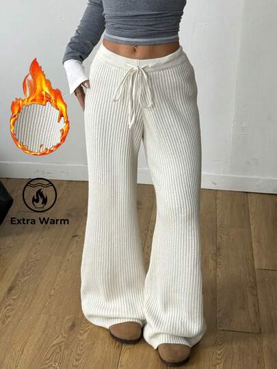 Coolane 女士秋冬街头服饰复古基本款低腰宽松舒适毛衣白色裤子