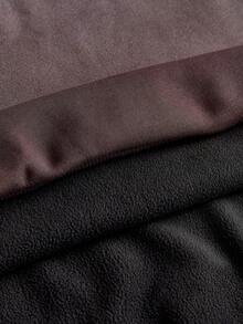 SWAVVY Men's Casual Pullover Sweatshirt, Round Neck Brown Washed Letter Embroidered Sweatshirt, Autumn/Winter, Long Sleeve Top - Brown - View 5