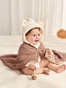 Cozy Pixies 1-Pack Of Thickened Multi-Functional Swaddle Blanket With Bear Ear Design, Can Be Used As A Baby Bath Towel; Soft And Skin-Friendly, Suitable For Bathroom And Stroller, Perfect Gift For Newborn Boys And Girls. - Multicolor - View 1