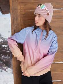 In My Nature Women's Ombre Color Zip-Up Hooded Outdoor Raincoat Jacket - Violet Purple - View 2