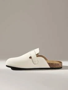 Solecia Women's Casual Buckle Design Slip-On Mules - Apricot - View 4