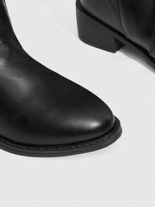 Daringsoles New Women's Pointed Toe Leather Chunky Heel Fashion Boots, Knee-High Riding Boots, Comfortable & Versatile, Suitable For Music Festivals, Halloween, Christmas, Daily Wear - Black - View 10