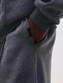 SUMWON Bộ đồ thể thao phối hợp áo hoodie cỡ lớn có khóa kéo xuyên thấu dành cho nam mặc ở nhà mùa đông thoải mái, dễ chịu - Màu xám đen - Xem 7