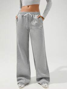 Fluxe بنطلون رياضي نسائي فضفاض بخصر مربوط وجيوب، ساق واسعة