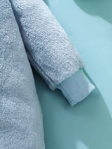 SHEIN 男婴可爱恐龙3D帽子连体衣，长袖连体衣，返校套装