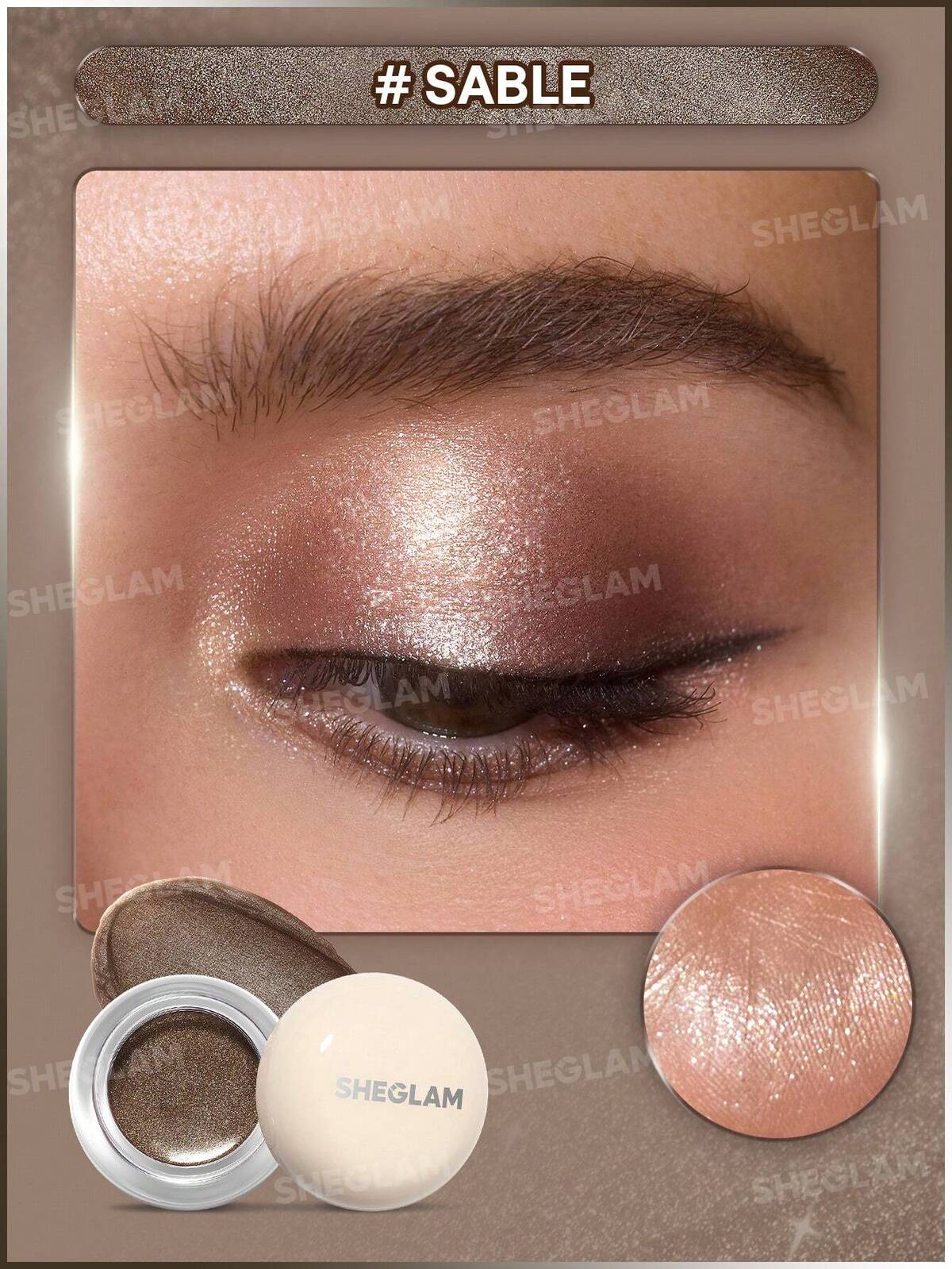 Starstruck Cream Eyeshadow Pot-Sable Brand Beauty Makeup Face Paint Cosmetic For Women Girls Perfect For Fall Winter Ideal For Y2K Fancy Fashion Suitable For Birthday Christmas Present Party Ready Best Color