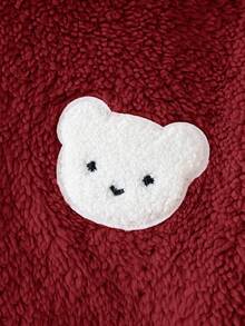Cozy Pixies 女婴卡通熊耳套头卫衣，保暖内衬基础款，适合室内、户外滑雪、日常穿着、运动、玩耍、聚会、拍照、圣诞节、秋冬季节穿着。2-3岁幼儿冬季服装，幼儿抓绒卫衣，婴儿卫衣，婴儿熊外套。 - 酒紅色 - 查看 8