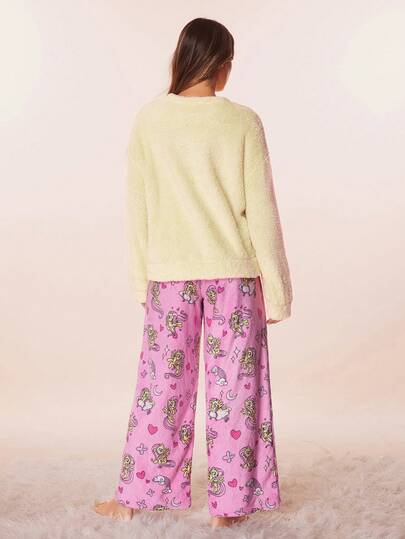 My Little Pony Horse Geborduurde Drop Shoulder Top Pants Pajama Set Schattige Pyjama Women Kawaii Cartoon view 2