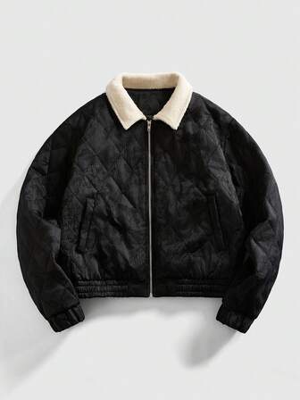 Street Life Men's Textured Fleece Collar Padded Coat