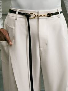 AKNOTIC Men's Fashionable Versatile Casual Beige Straight Leg Stretch Pants - White - View 1