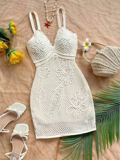 Soleia New Casual Vacation Western Beach Wedding Guest Attire Graduation Brunch Dress, Elegant Bohemian Tropical Floral Print Dress For St. Patrick's Day, Spring Break, Easter, Music Festivals