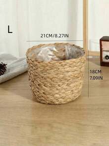 1pc Handmade Woven Plant Pot Cover, Seagrass Rope Basket For Home Living Room, Wicker/Rattan/Bamboo Handicraft Flower Basket - Multicolor - View 16