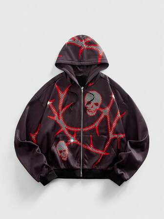 Street Life Men's Casual Skull Print Hoodie Sweatshirt, Autumn/Winter