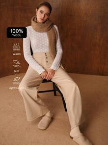 MOTF PREMIUM Jersey de cuello redondo versátil de punto de calado 100% lana - Blanco - Ver 7