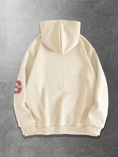 Sweat-shirt en polaire abricot avec imprimé de basket-ball pour hommes