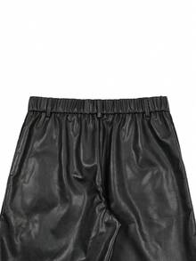 Manfinity Roghcode Quần da PU cỡ lớn dành cho nam, quần ống đứng rộng rãi, quần da thời trang và đa năng cho nam, quần ống rộng nam, quần cạp cao nam, quần đen nam, quần nam phong cách Y2K - màu đen - Xem 5