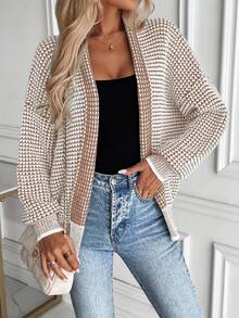 Chiquease Ny snygg stickad kofta i ombre-mönster - Kaki - Visa 6