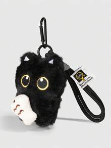 ROMWE Kawaii 1个可爱黑色飞行员猫包挂饰，朋克摇滚3D黑猫钥匙扣，挂绳装饰动物生日节日礼物