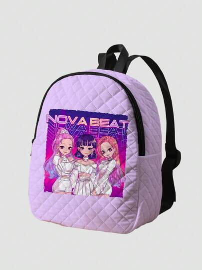 Grunge Punk Collaboration Backpack, Casual Diamond Quilted Stitching Small Backpack, Versatile Daypack For School, Travel, Outdoor, Lightweight Travel Rucksack, Suitable For Men And Women