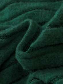 SHEIN Tween Girl 纯色罗纹连帽运动衫和喇叭裤休闲两件套，春秋季 - 墨綠色 - 查看 3