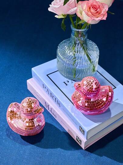 Joivida 1pc Mirror Mosaic Duck Disco Ball Ornaments Party Decoration