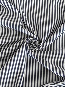 Roveilla Plus Size Women's New Adjustable Cinched Waist Design Contrast Color Long Sleeve Striped Shirt, Elegant French Style Casual Versatile Blouse - Multicolor - View 9