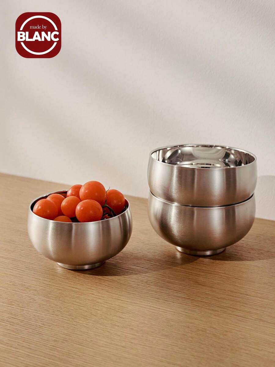 1pc 316 Stainless Steel Double Layer Anti-Scald Anti-Drop Bowl, Suitable For Adults, Children And Babies - Silver - View 1