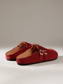 Solecia Women's Flat-Soled Shoes, Half A Pack Of Slippers, Comfortable And Casual. - Burgundy - View 4