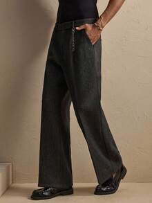 AKNOTIC Business Casual Men's Pleated Straight Leg Loose Casual Office Pants