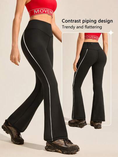 Exploreva 女式高腰日常健身喇叭裤户外跑步裤