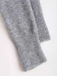 Sweetra Neuer Grauer asymmetrischer Kragen Kreuz-V-Ausschnitt modischer urbaner eleganter vielseitiger Pullover mit langen Ärmeln für Damen, Herbst/Winter